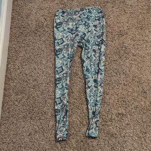 LuLaRoe Kids Leggings - Blue and White Pattern